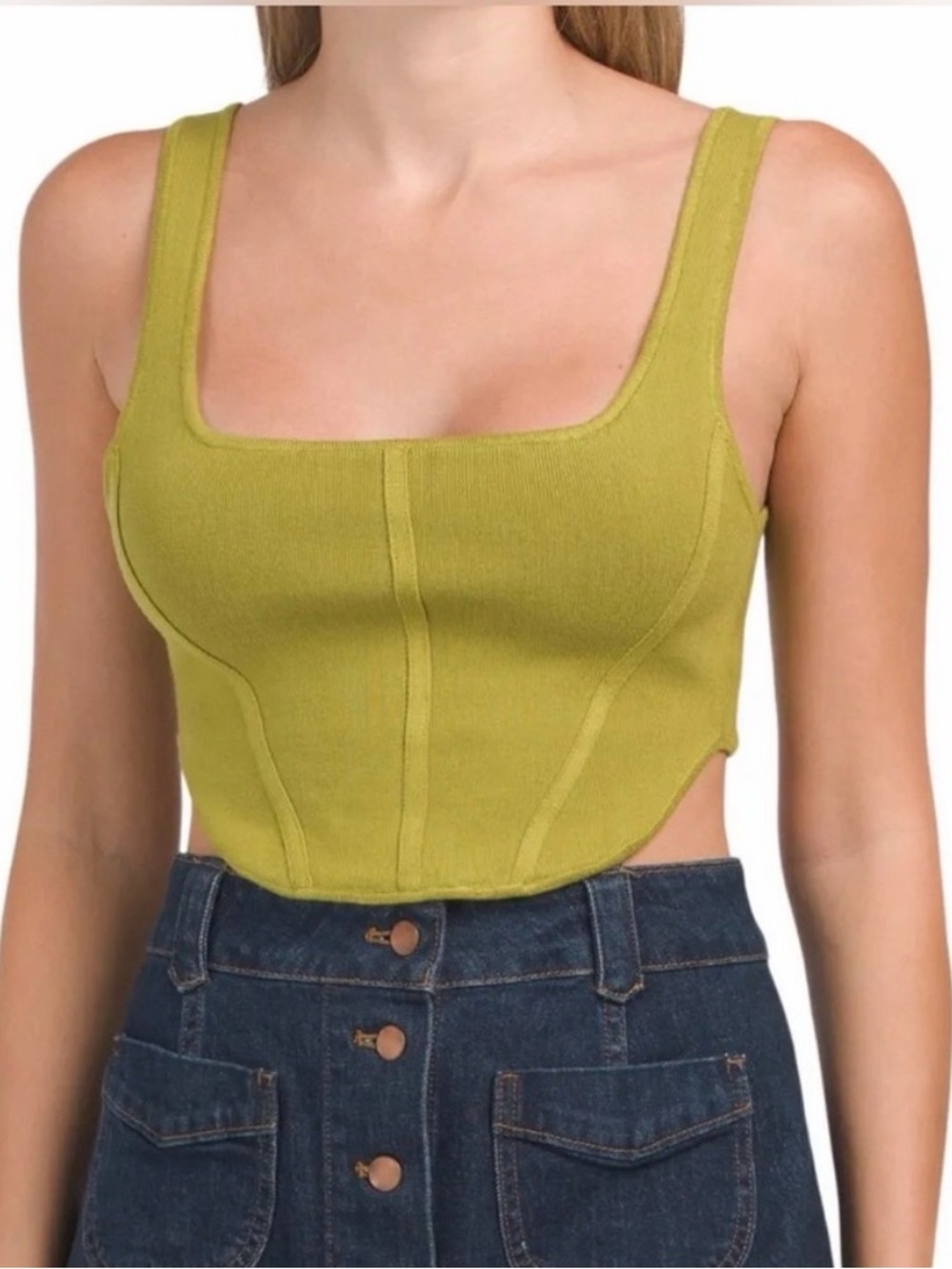 House of Harlow 1960 Corset Style Tank Knit Crop Top Size M Designer Streetwear